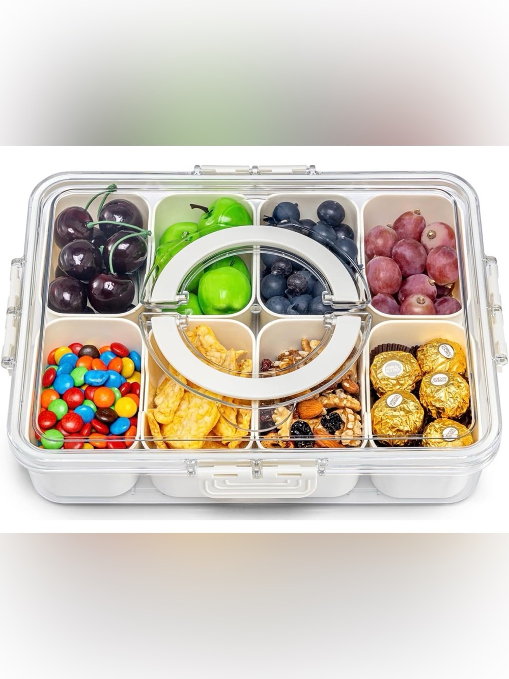 White Acrylic Snack & Serving Organizer with Clear Lid